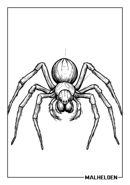 Malvorlage einer spinne, die in ihrem netz sitzt