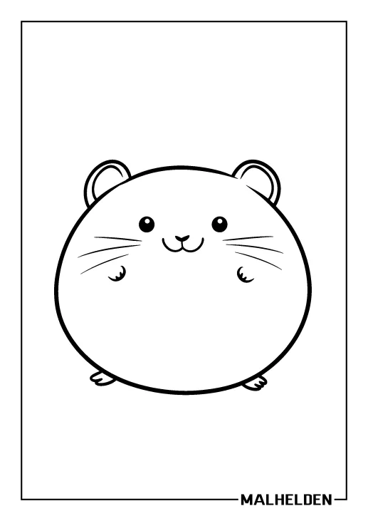 Ausmalbild Kawaii Hamster mit süßem Gesicht